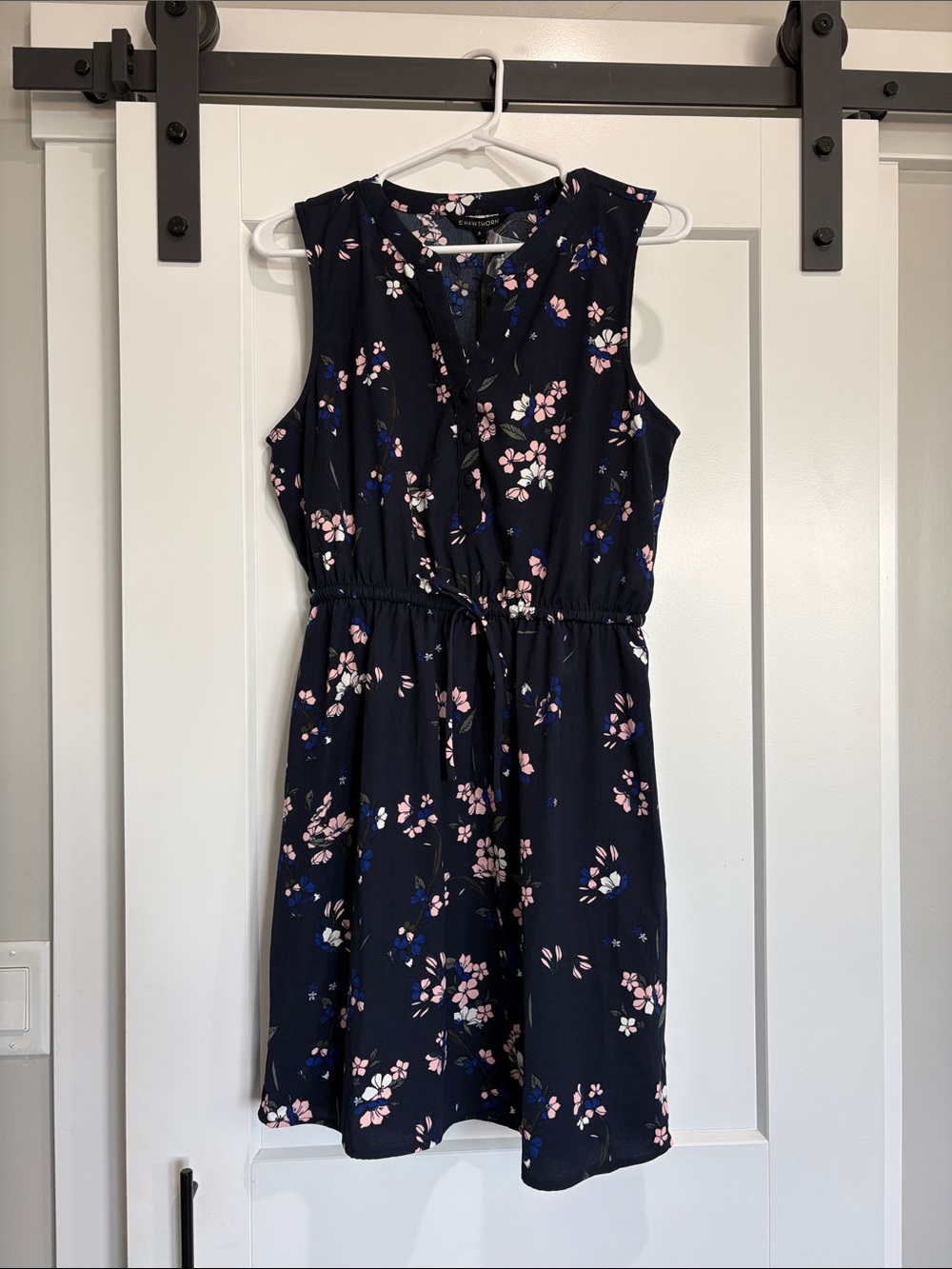 41 Hawthorn Navy Sleeveless Floral Tie-Waist Midi Dress